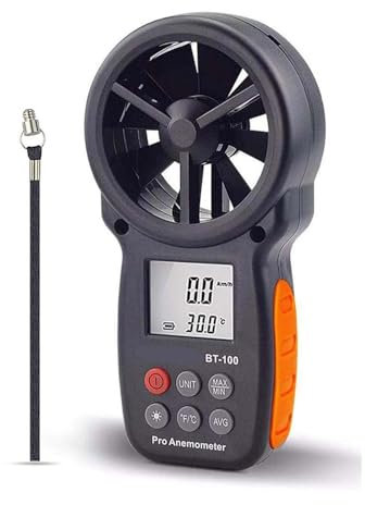 BT-100 Digital Anemometer Handheld Wind Speed Meterfor Measuring Wind Speed Temperature and Wind Chill with Backlight LCD