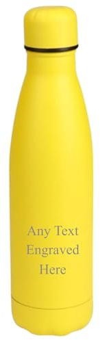 Personalised Engraved Any Message 500ml Insulated Water Bottle Hot or Cold Drinks Selection of Colours (Yellow)