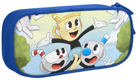 YINGD Cuphead Mugman Ms. Chalice Pencil Case Large Capacity Doublelayer Pen Bag School Stationery Pouch Pencil case Supplies Pencase Fo