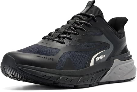 FitVille Extra Wide Fit Trainers for Men Breathable Walking Running Shoes Non-Slip Sneakers for Flat Feet Plantar Fasciitis