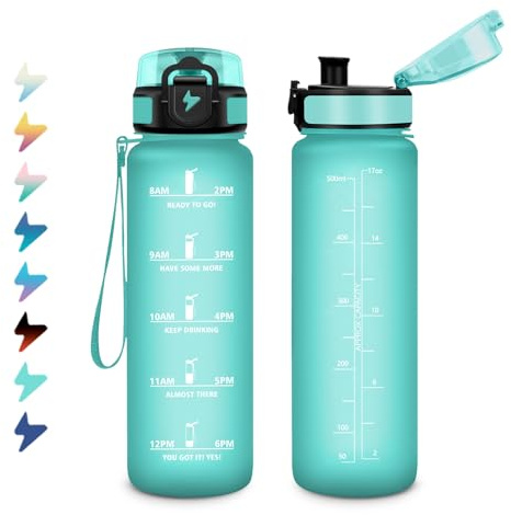 Gourde Enfant 500ml, Bouteille d'eau Motivation avec Marqueur de Temps, Gourde avec Filtre, Étanche et Réutilisable, Bouteille pour Enfant, Voyage, Gym Court, Course à Pied, Picnic, Randonnée