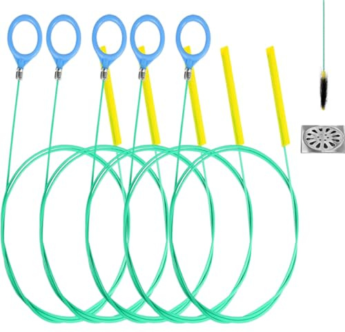 5 Stück Abflussreiniger Spirale, 90CM Abflussspirale Reinigungsschaken Sticks, Langer Dünner Spirale Abfluss Rohrreinigung, Rohrreinigungsbürste Anti-Bruch Abflussspirale Für Abfluss Und Rohrreinigung