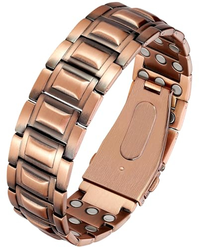 Jecanori Copper Bracelet for Men, Magnetic Bracelet Men with 3500 Gauss Ultra Strength Magnets, Adjustable Lehgth with Removal Tool&Jewelry Gift Box