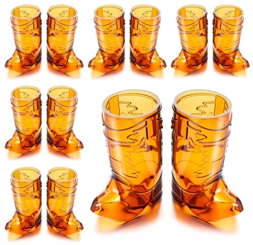 SAIAOKJ Cowboy Boot Shot Glasses, 12 Pcs 1 Oz Mini Plastic Boot Shot Glass, Reusable Plastic Cups for Cowboy Cowgirl Western Theme Party Supplies Bachelorette Birthday Party Favors (Brown)