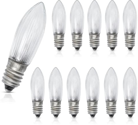 Besto Candle Light Bulbs Candle Bulb Small Screw Candle Bridge Lights for Christmas Candle Arch Spare E10 Screw Light 3w 34v (Pack of 12)