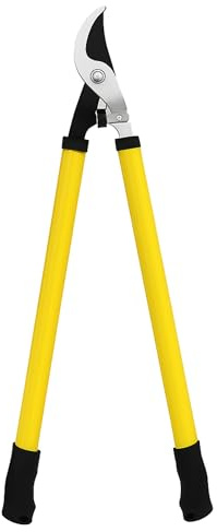 Heavy Duty Tree Loppers 60cm – Ratchet Bypass Pruning Shears for Thick Branches, Shrubs & Trees with Comfort Grip Handles (Yellow)