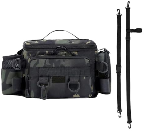 Fishing Tackle Bag - Saltwater Fishing Bag, Water-Resistant Tackle Box | Gear Organizer with padded shoulder strap | Durable Angler Utility Storage, Zange and Lure Holder for Trips Outdoors