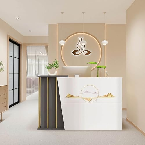HGTRH Empfangstresen, Laden-Theke, Verkaufstheke, Rezeptionstresen, große Empfangstheke mit Schubladen, zeitgenössischer Empfangsschreibtisch, for Corporate Halls Hotel Receptions Grey 100cm