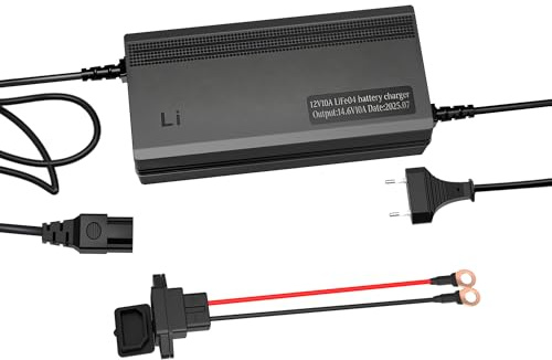 Caricabatterie al litio LiFePO4 14,6V 10A, caricabatterie 12V per batterie agli ioni di litio LiFePO4