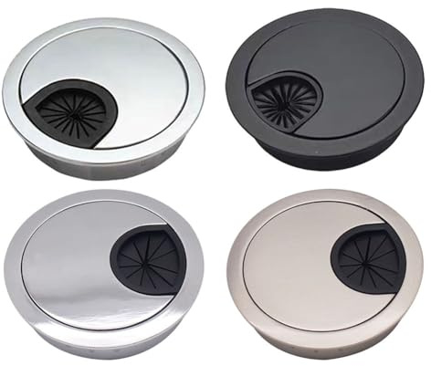 Metal Desk Cable Grommet Hole Cover, 50mm/60mm/80mm Zinc Alloy Wire Tidy with Brushed Chrome Finish, for Office Computer Desks