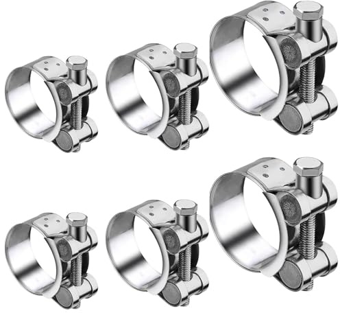 6 clips de tubo de escape resistentes con pernos en T, abrazaderas de manguera de acero inoxidable, cierre de metal para turbinas, mangueras de presión, clips de tubo de escape resistentes en T