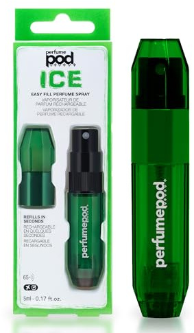 Travalo Perfume Pod Ice Travel Perfume Atomizer - High Definition Mini Pump Sprayer - Travel TSA Approved - Easy Fill - Leak Proof - Green - 0.6oz