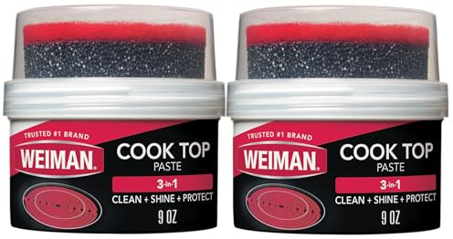 Weiman Cooktop Cleaner Paste, Easily Remove Burned-On Food, Grease and Watermarks, Leaving Your Glass Cook Top Sparkling