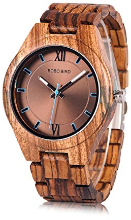 BOBO BIRD Special Design Mens Wooden Watches Sport Quartz Timepieces (Brown face)