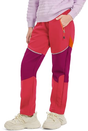 Toomett Kids Snow Ski Pants Hiking Boys Girls Outdoor Waterproof Windproof Fleece Warm Snowboard Pants,1510,Red/Purple,5 Years