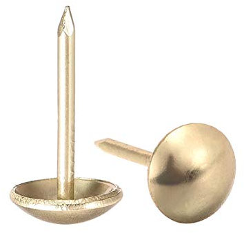 sourcing map Tapicería Clavos Tachuelas 9mm Diámetro 17mm Altura Redonda Pulgar Empuje Pasadores Dorado Tono para Muebles Sofá Cabeceros, 50 Piezas