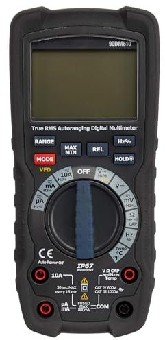 Amazon Basics Digitalmultimeter, Anzeige 6000, IP67, True RMS, CAT IV 600 V, Schwarz