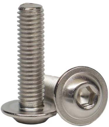 M4 x 22 mm (50 stycken) linshuvudskruvar med insexkant och fläns – rostfritt stål VA A2 V2A – skruvar i rostfritt stål med platt huvud rostfri – ISO 7380 | AGBERG