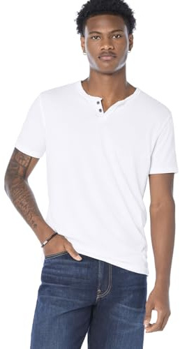 Lucky Brand Burnout Button Notch Shirt Bright White LG