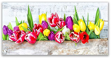 Tulup Acrylic Glass Print 140x70cm Wall Art - Wall Picture Plastic Acrylic Glass - Tulips Floral