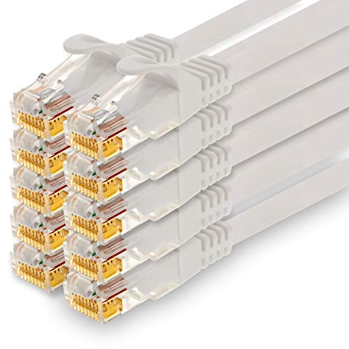 1CONN - 1,5m de cable de red, Ethernet, Lan y cable de parche para máxima velocidad de Internet y conecta todos los dispositivos con conector RJ 45 blanco - 10 unidades