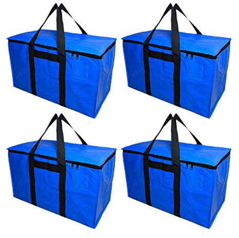 Wotermly 4 Pack Extra Large Moving Bags 26 Gallon Packing Boxes for Moving Heavy Duty Reusable Moving Totes Boxes Storage Bins with lids Containers for Clothes Blankets