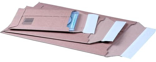 karton-billiger | Versandtasche aus Karton Pappe Wellpappe, selbstklebend Aufreißfaden, Warensendung Büchersendung | Format: CD - A3 (50, C4+ - IM 340x248x50mm)