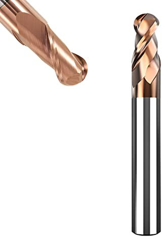 ASNOMY 1 Stück VHM Radiusfräser Kugelkopffräser - Ø10 mm, AlTiN Beschichtung HRC 55, Hartmetall-Kugelkopffräser, 2 Zähne CNC-Gravierfräser für Metall
