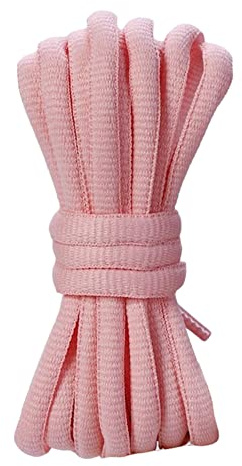 Danraw Stores [PAIR] Oval Round Shoe laces, 6mmx140cm, Soft Trainer Lace, Sneaker Lace, Polyester Knit, Sports, Casual, Hiking, Mountaineering, Walking, Running (Light Pink)