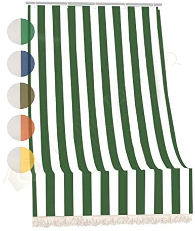 Tenda da Sole da Veranda e da Giardino in Tessuto Resistente, Ombreggiante, Idrorepellente, Protezione dai Raggi UV - Tenda a Caduta Fantasia Rigata (280x300 cm, Verde)