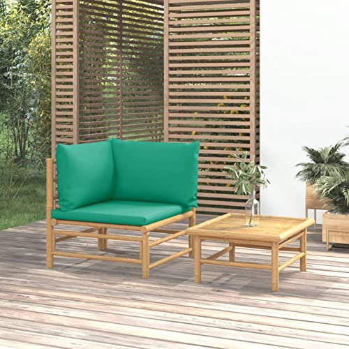 Tidyard 2-TLG. Gartensofa Gartenmöbel Set Garten Sofagarnitur Lounge Gartengarnitur Sitzgarnitur Sitzgruppe Gartenset Palettenmöbel Garten-Lounge-Set mit Kissen Ecksofa Bambus