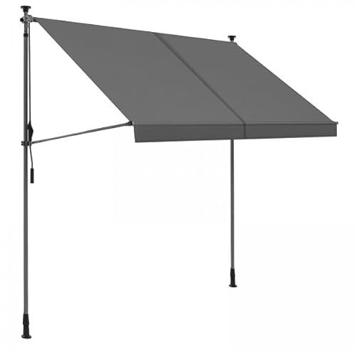 osoltus Klemmmarkise, Balkonmarkise, höhenverstellbar, mit Handkurbel, Sonnenschutz, für Balkon, Terrasse, Garten (300cm, Hellgrau)