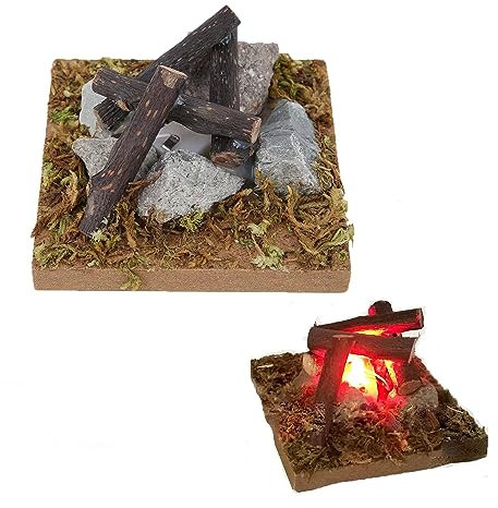 zalati Mini Bonfire 1:12 Puppenhaus Miniatursimulation Lagerfeuerszene für Mikrolandschaft Feengartendekoration