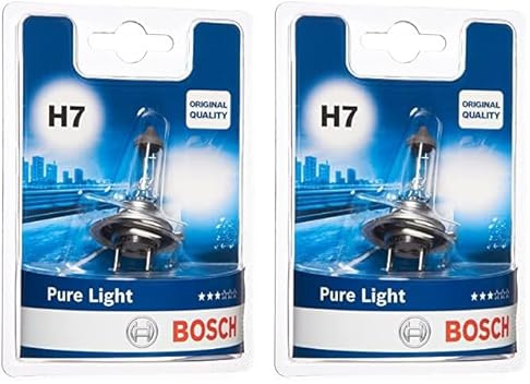 Bosch H7 Pure Light lampadina faro, 12 V 55 W PX26d, lampadina x1 (Confezione da 2)