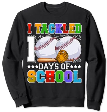 I Tackled 100 Days Of School Baseball Balls Bat & Helmet Boy Sweatshirt