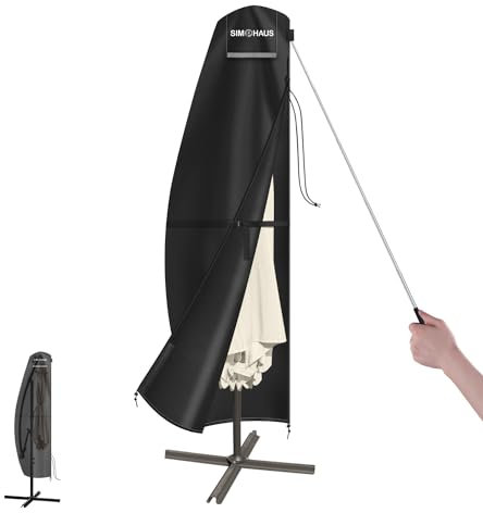 SIMPHAUS Funda para Sombrilla Excentrica Playa Exterior Funda Parasol Excentrico Impermeable 3 Metros Funda Parasol Exterior Anti UV 420D Tela Oxford Fundas para Sombrilla Jardin 240x45/70/50cm