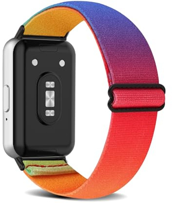 KoGiio Armband kompatibelt med Samsung Galaxy Fit 3, Herr Dam Andningsbar Elasticitet Snabbtorkande Nylonrem - Regnbåge