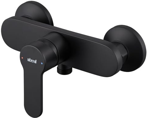 Ulytid Miscelatore Doccia Nero, Rubinetto Doccia da Muro, Miscelatore Doccia Esterno, Rubinetteria Doccia Monocomando Ottone per Bagno, Universale Uscita Inferiore 1/2 (21mm)