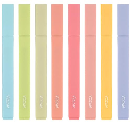 YISAN Ästhetische Pastell Textmarker, Macaron Farben, 8 Farbig,70948