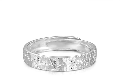PHNIBIRD Ring Silber 925 Damen Flacher Ringe Funkelnd Breiter Verstellbarer Bandring Hochglanz Poliert Perfekt Geschenke Für Frauen Damen