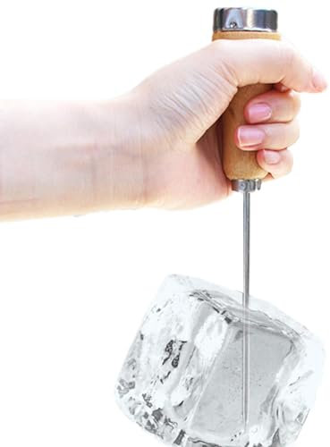 Eispickel – Eispickel aus Edelstahl, Holzgriff, manueller Eisbrecher | Eispickel, Ahlenstanzer, Edelstahl-Eispickel mit Sicherheitsholzgriff, Küchenbar-Gadgets für Picknicks und, Restaura