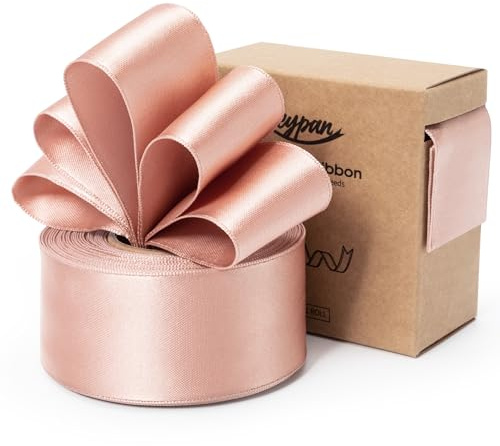 Keypan Rose Gold 38mm X 9.14m Satinband Double-Faced mit Drahtkante Schleifenband für Geschenkband Blumenstrauß Bögen Hochzeit Einladung Weihnachten Dekoration Handwerk