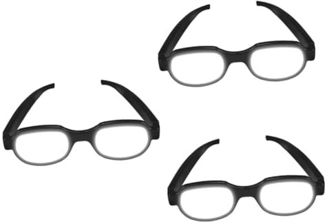SOIMISS 3 Stk Anime Mit Leuchtender Brille Led Requisiten Brillengestelle Lustige Brille Kinder Rave-party-brille Geführte Partei Partybrille Mit Lichtern Gläser -brille Black Plastik