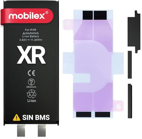 MOBILEX® Batterie sans BMS pour iPhone XR | 2942mAh - Capacité d'origine | Cellule Interne de Rechange | sans Nappe | Soudure requise