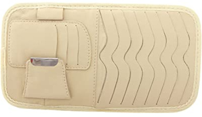 JECOMPRIS Sonnenblende Organizer Auto Aufbewahrungstasche Für Brille Cd Karten Beige Mit Passend Für Pkw Suvs Und Lkws Zur Ordnung Im Autoinnerraum