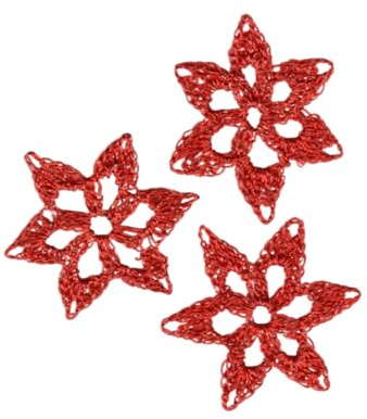 Gehäkeltes 8er Set Häkeldeckchen-Schneesterne in rot mit Glitzer zum schmücken und aufhängen