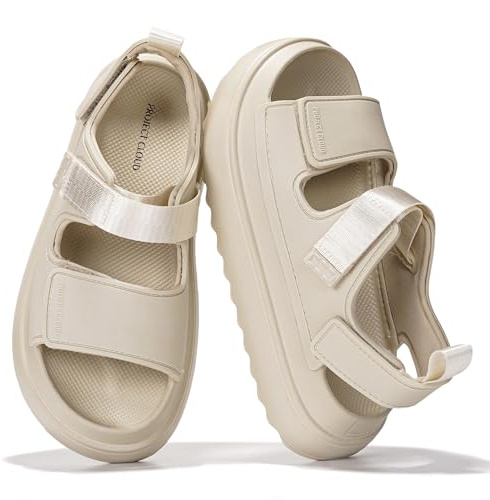 Project Cloud Platform Sandals For Women 2026 - Ultra Soft Insole Slip Resistant Womens Sandals Vacation Outfits for Women - Women's Beach Shoes (Goldie) (Goldie, WHIT, 8)