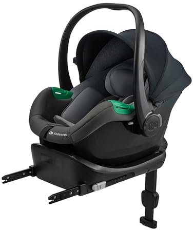 Kinderkraft Mink PRO 2 i-Size 40-87 cm Babyschale, Kindersitz mit isofix Mink FX2-Basisstation, Autositz von Geburt Gruppe 0+, Verstellbare Kopfstütze, Einsatz für die Jüngsten im Set, Grau