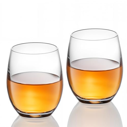 KAMMAK Weingläser ohne Stiel, 60 ml, klare Trinkgläser, 70 ml, mundgeblasene Kristall-Rotweingläser für Gastgeber, Hausbar, Abendparty, Einweihungsgeschenk (spülmaschinenfest), 2 Stück