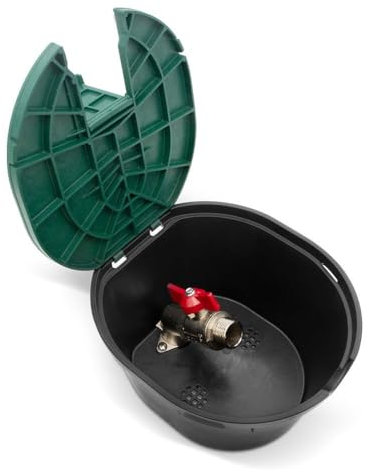 blizz-z Ventilbox oval mit Kugelhahn | Ventilkasten, Verteilerkasten mit Deckel für Gartenbewässerung (B 19,8 x L 21,5 x H 12,3 cm, oval m. Kugelhahn (3/4 IG × 3/4 AG))